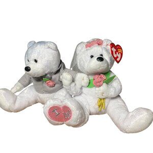 Ty Beanie Babies We Do Bride & Groom Wedding Set Plush Bears Collectible Toy